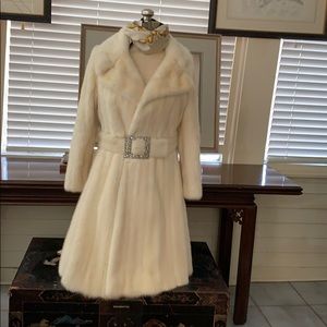 Exquisite Ivory Mink Coat- belted w/ jewel buckle